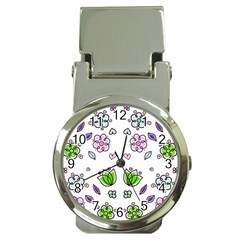 Floral Art Design Pattern Drawing Money Clip Watches