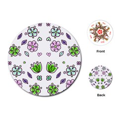 Floral Art Design Pattern Drawing Playing Cards Single Design (Round)