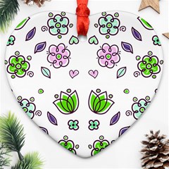 Floral Art Design Pattern Drawing Heart Ornament (Two Sides)