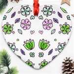 Floral Art Design Pattern Drawing Heart Ornament (Two Sides) Back