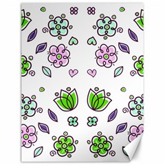 Floral Art Design Pattern Drawing Canvas 12  x 16 