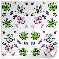 Floral Art Design Pattern Drawing Canvas 16  x 16 