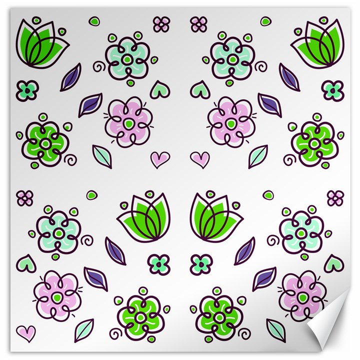 Floral Art Design Pattern Drawing Canvas 16  x 16 