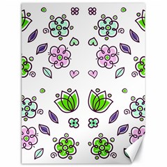 Floral Art Design Pattern Drawing Canvas 18  x 24 