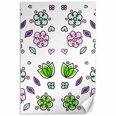 Floral Art Design Pattern Drawing Canvas 24  x 36 