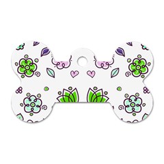 Floral Art Design Pattern Drawing Dog Tag Bone (Two Sides)