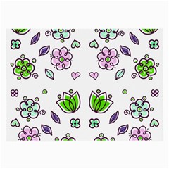 Floral Art Design Pattern Drawing Large Glasses Cloth