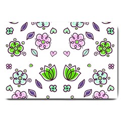 Floral Art Design Pattern Drawing Large Doormat 