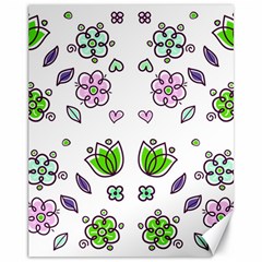 Floral Art Design Pattern Drawing Canvas 11  x 14 