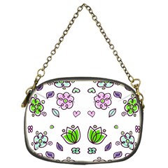 Floral Art Design Pattern Drawing Chain Purse (One Side)