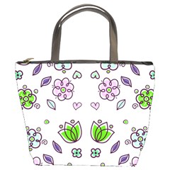 Floral Art Design Pattern Drawing Bucket Bag