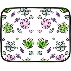 Floral Art Design Pattern Drawing Double Sided Fleece Blanket (Mini) 