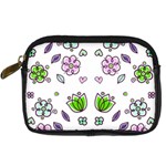 Floral Art Design Pattern Drawing Digital Camera Leather Case Front