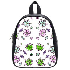 Floral Art Design Pattern Drawing School Bag (Small)