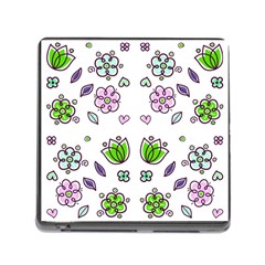 Floral Art Design Pattern Drawing Memory Card Reader (Square 5 Slot)