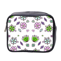 Floral Art Design Pattern Drawing Mini Toiletries Bag (Two Sides)