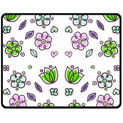 Floral Art Design Pattern Drawing Fleece Blanket (Medium) 