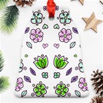 Floral Art Design Pattern Drawing Bell Ornament (Two Sides) Front