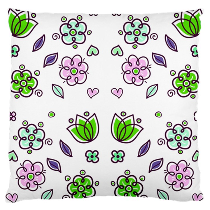 Floral Art Design Pattern Drawing Large Cushion Case (One Side)