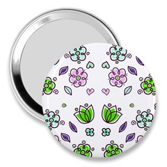 Floral Art Design Pattern Drawing 3  Handbag Mirrors