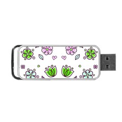 Floral Art Design Pattern Drawing Portable USB Flash (One Side)