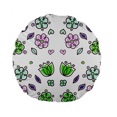 Floral Art Design Pattern Drawing Standard 15  Premium Round Cushions