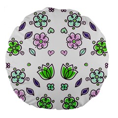 Floral Art Design Pattern Drawing Large 18  Premium Round Cushions