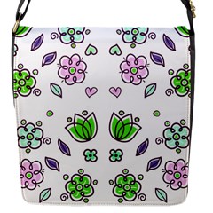 Floral Art Design Pattern Drawing Flap Closure Messenger Bag (S)