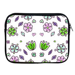 Floral Art Design Pattern Drawing Apple iPad 2/3/4 Zipper Cases