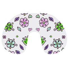 Floral Art Design Pattern Drawing Travel Neck Pillow