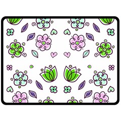 Floral Art Design Pattern Drawing Double Sided Fleece Blanket (Large) 