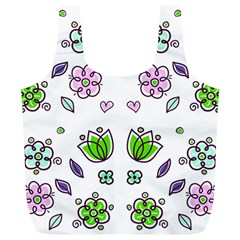 Floral Art Design Pattern Drawing Full Print Recycle Bag (XL)