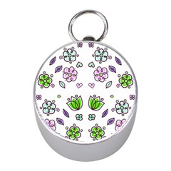 Floral Art Design Pattern Drawing Mini Silver Compasses