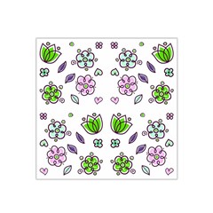 Floral Art Design Pattern Drawing Satin Bandana Scarf 22  x 22 