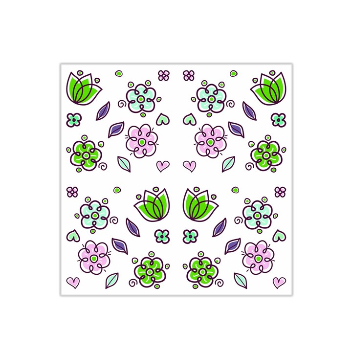 Floral Art Design Pattern Drawing Satin Bandana Scarf 22  x 22 