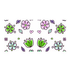 Floral Art Design Pattern Drawing Satin Wrap 35  x 70 