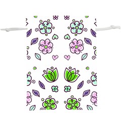 Floral Art Design Pattern Drawing  Lightweight Drawstring Pouch (XL)