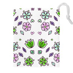 Floral Art Design Pattern Drawing Drawstring Pouch (4XL)