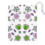 Floral Art Design Pattern Drawing Drawstring Pouch (4XL) Front