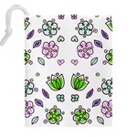 Floral Art Design Pattern Drawing Drawstring Pouch (4XL) Back