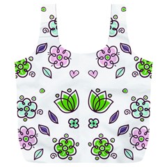 Floral Art Design Pattern Drawing Full Print Recycle Bag (XXL)