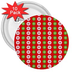 Festive Pattern Christmas Holiday 3  Buttons (10 Pack)  by Amaryn4rt