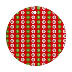 Festive Pattern Christmas Holiday Round Ornament (two Sides) by Amaryn4rt