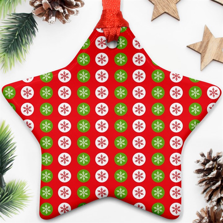 Festive Pattern Christmas Holiday Star Ornament (Two Sides)