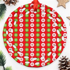 Festive Pattern Christmas Holiday Ornament (round Filigree) by Amaryn4rt