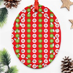 Festive Pattern Christmas Holiday Ornament (oval Filigree) by Amaryn4rt