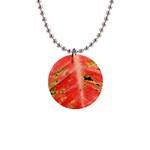 Aglonema Leaf Plant Pattern Flora 1  Button Necklace Front