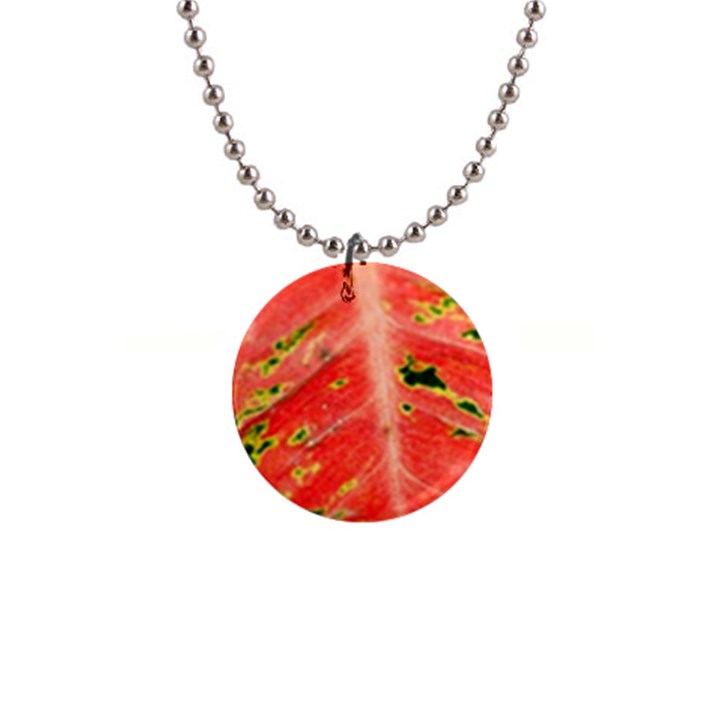 Aglonema Leaf Plant Pattern Flora 1  Button Necklace