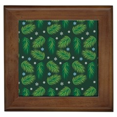 Leaves Snowflake Pattern Holiday Framed Tile by Amaryn4rt