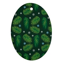 Leaves Snowflake Pattern Holiday Ornament (oval)